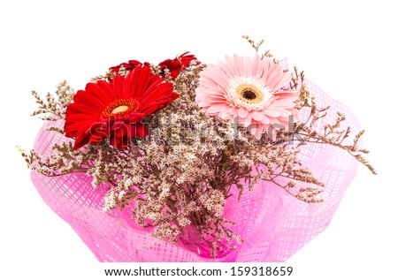 bouquet of gerbera isolated on white background