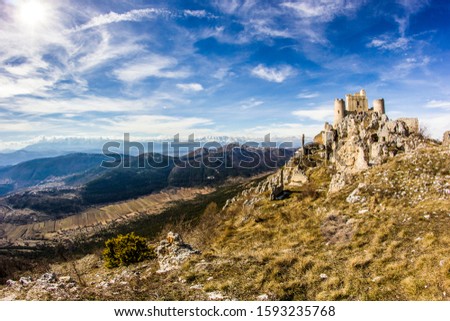 Rocca Calascio Castle, Abruzzo, Central Italy, Abruzzo National Park, High Castle Royalty-Free Stock Photo #1593235768