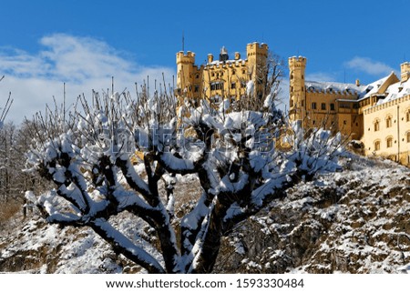 Snow covered Hohenschwangau Castle, Bavaria Germany