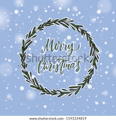 Christmas greeting card. Xmas vector background. Hand drawn calligraphy. concept handwritten Merry Christmas