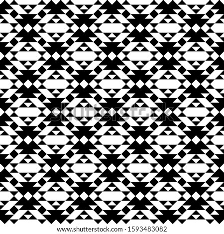 Seamless pattern. Rhombuses, triangles, figures ornament. Diamonds, triangular shapes, polygons wallpaper. Ethnic motif. Forms, checks background. Geometric backdrop. Textile print. Vector artwork.