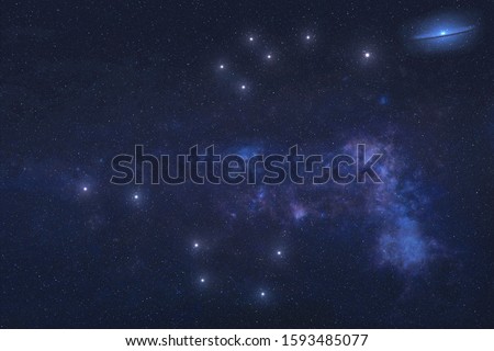 Ursa major and Ursa Minor Constellations in outer space. Zodiac Sign Ursa major and Ursa Minor constellation stars. Cosmic wallpaper. Elements of this image were furnished by NASA  Royalty-Free Stock Photo #1593485077