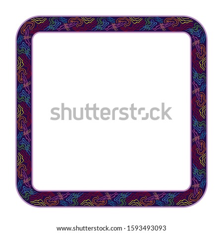 frames with colorful motif, abstract border theme, delimiter for text or banner, flat design with isolated white background.