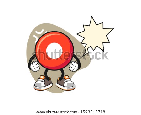 Record button angry with speech bubble cartoon. Mascot Character vector.
