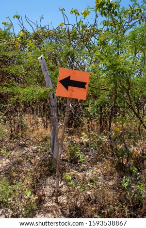 Left orientation arrow in Brazilian Cerrado
