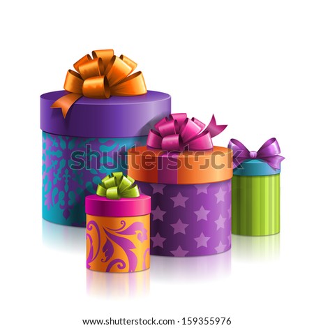 illustration of colorful gift boxes isolated on white background