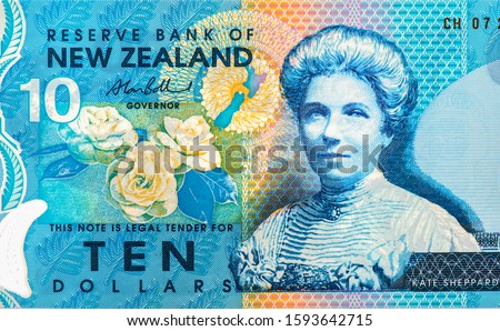 Kate Sheppard. Portrait from New Zealand 10 Dollars 2017 Polymer Banknotes.  Royalty-Free Stock Photo #1593642715