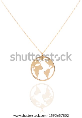 globe necklace isolated on white background edited picture for advertising women Christmas Eve gift