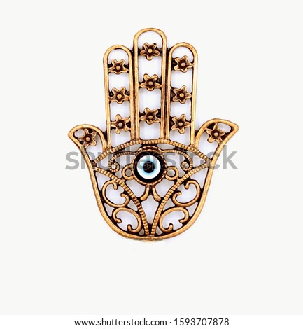 Turkish evil eye hamsa fatima hand copper gold