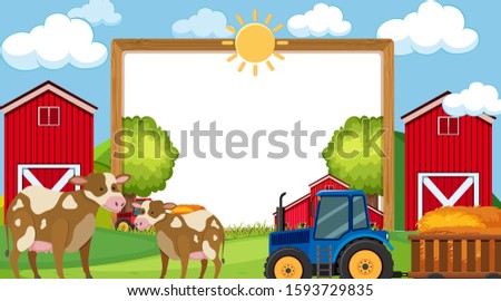 Border template with farm scene in background illustration