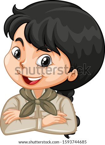 Girl in brown uniform on white background illustration