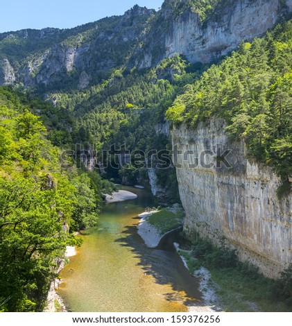 Gorges du Tarn (Lozere, Linguedoc-Roussillon, France), famous canyon at summer.