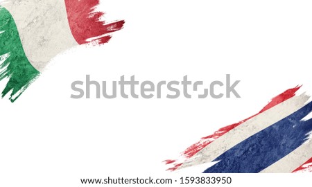 Flags of Italy and Thailand on White Background
