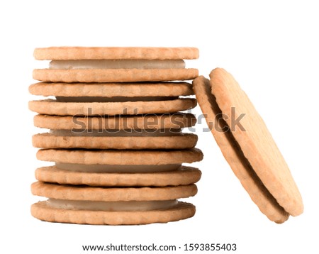 
cookies with white filling on a white background