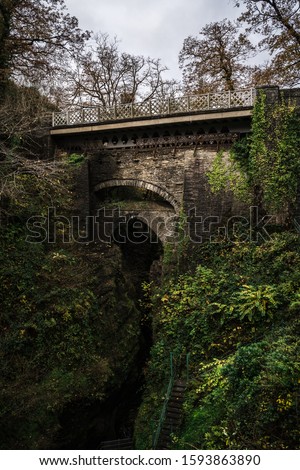 Devil's Bridge in Ceredigion, Wales. Royalty-Free Stock Photo #1593863890