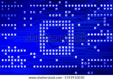 Blue Electronic Circuit Board Close-up