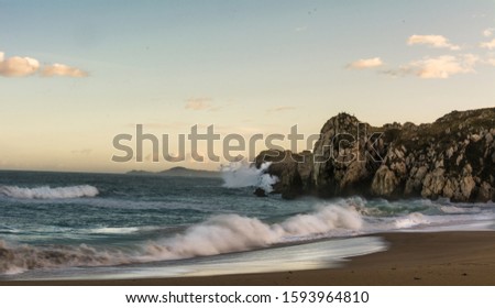 A detail of the Cantabrian Sea on the beach of Usgo (Cantabria - Spain)