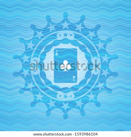 ace of clover icon inside water representation badge.