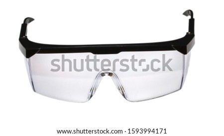Eye protection, safety glasses PPE (Personal Protective Equipment). Isolated on white background with clipping path. Royalty-Free Stock Photo #1593994171