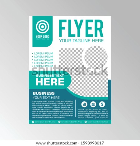 Simple Flat Brochure Template Design with Turquoise Color, Brochure in Vector Editable
