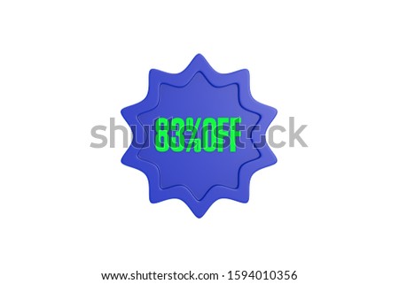 83 percent off 3d sign in green color with blue isolated on white background, 3d illustration.