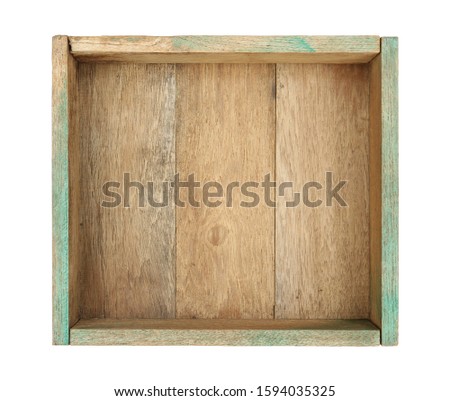 Wooden box top view (with clipping path) isolated on white background