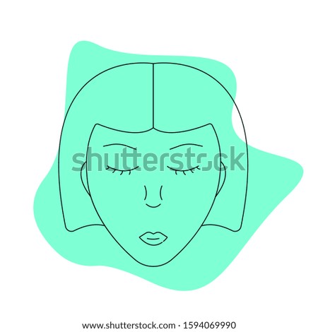 Linear icon of a female face. Vector.