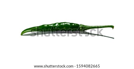 Green Thai chilies placed on a white background