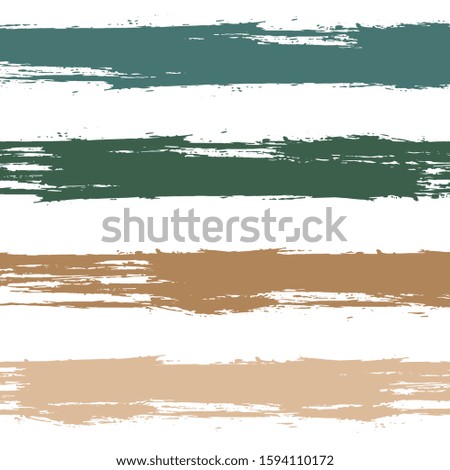 Hipster watercolor brush stripes seamless pattern. Green and brown paintbrush lines horizontal seamless texture for background. Hand drown paint strokes design. For fabric.