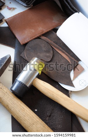 patterns of brown leather paring tools hammers