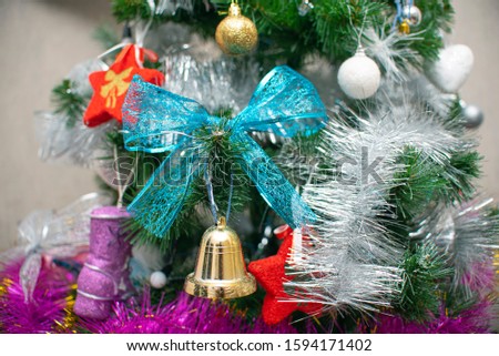 Christmas decoration, decorations on a Christmas tree branch
