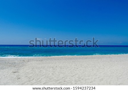 Amazing white sandy beach of Tyrrhenian Sea, unforgettable may morning, Zambrone, Region Calabria, Italy
