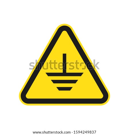 Electrical grounding symbol - vector. Grounding icon isolated. Vector black icon. Protective Earth ground sign in flat design Royalty-Free Stock Photo #1594249837