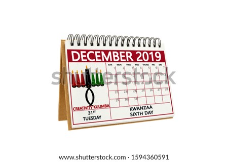 Kwanzaa Day 6(Creativity / Kuumba) December 2019 Calendar Date white background