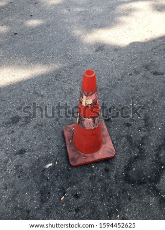Red Traffic cone in the parking lot