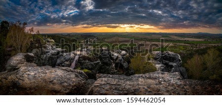 Czech Republic, Wonderful sunset from a view point, Drabske svetnicky.