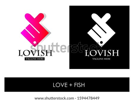 Fish vector logo with a symbol of love
