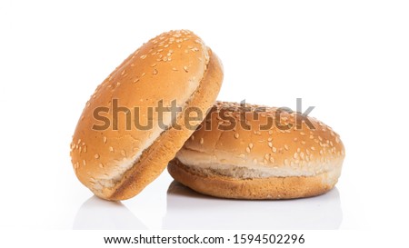 hamburger bread with sesame on white background
