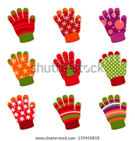 set of winter gloves