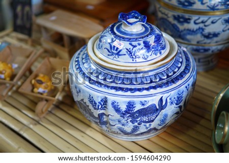 Products of Vetiver, handicrafts, hand-made works of indigenous people in Thailand Royalty-Free Stock Photo #1594604290
