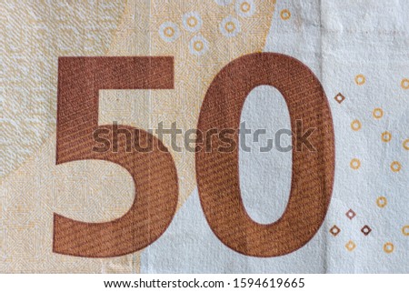 close up of a 50 euro banknote banking
