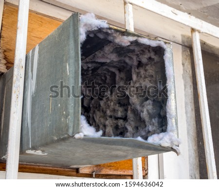 Old air duct filled with dust and dirt Royalty-Free Stock Photo #1594636042