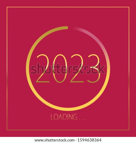 2023 happy new year golden loading progress bar isolated on pink background.