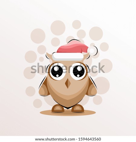 Cute owl with love and christmas mascot design vector
