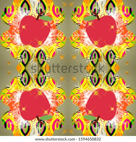 rangoli (colorful) design with apples and abstract background