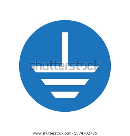 Electrical grounding symbol - vector. Grounding icon isolated. Vector blue icon. Protective Earth ground sign in flat design Royalty-Free Stock Photo #1594702786