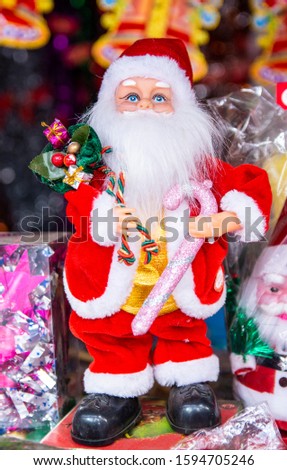 Merry Christmas 2020. Happy New Year 2020. Santa Claus doll and Christmas elements decoration. 