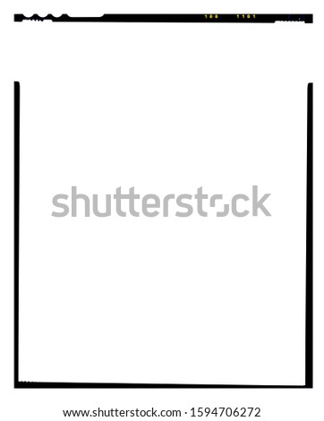 Border. Empty large format film template with copy space isolated on white background with work path inside the image.
