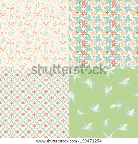 4 Vector seamless floral pattern 