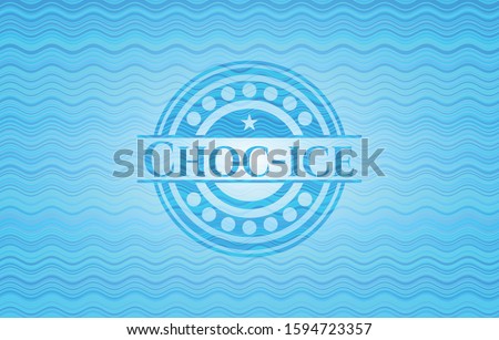 Choc-ice sky blue water badge. Vector Illustration. Detailed.